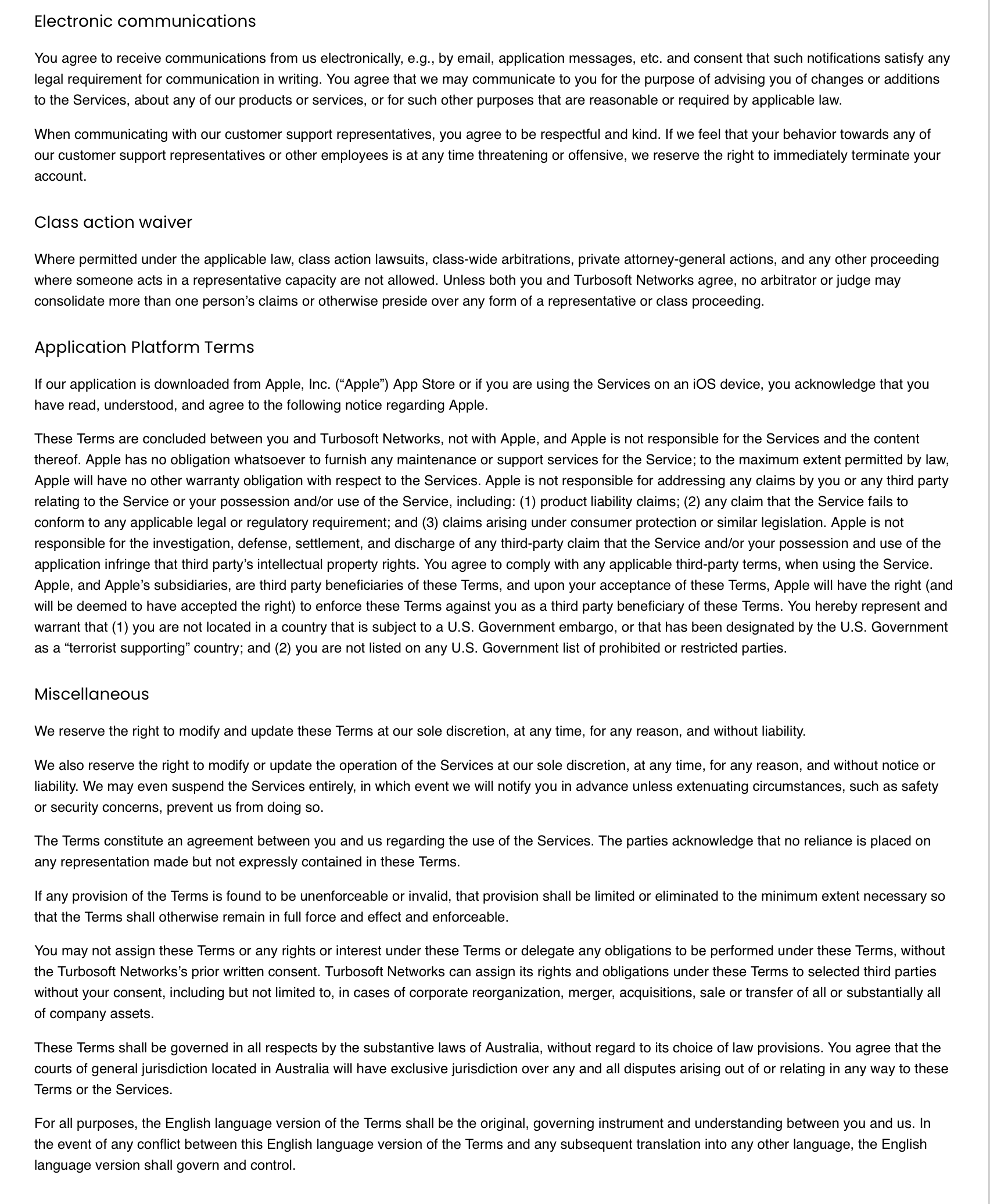 Terms And Conditions Screen